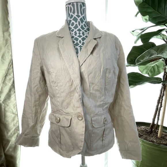 Merona Linen Tan Blazer - Picture 1 of 16